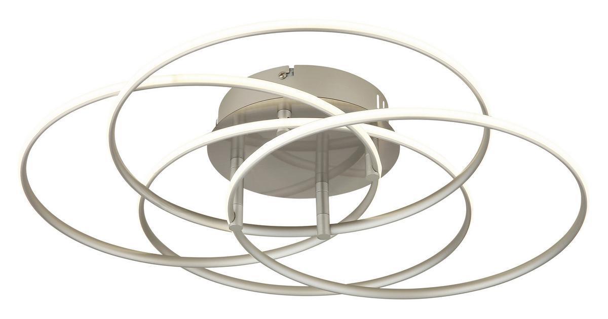 LED-Deckenleuchte Kombos Weiß Nickelfarben D: 51,5 cm - Weiß/Nickelfarben, Design, Kunststoff/Metall (51,5/11,4cm) - Globo