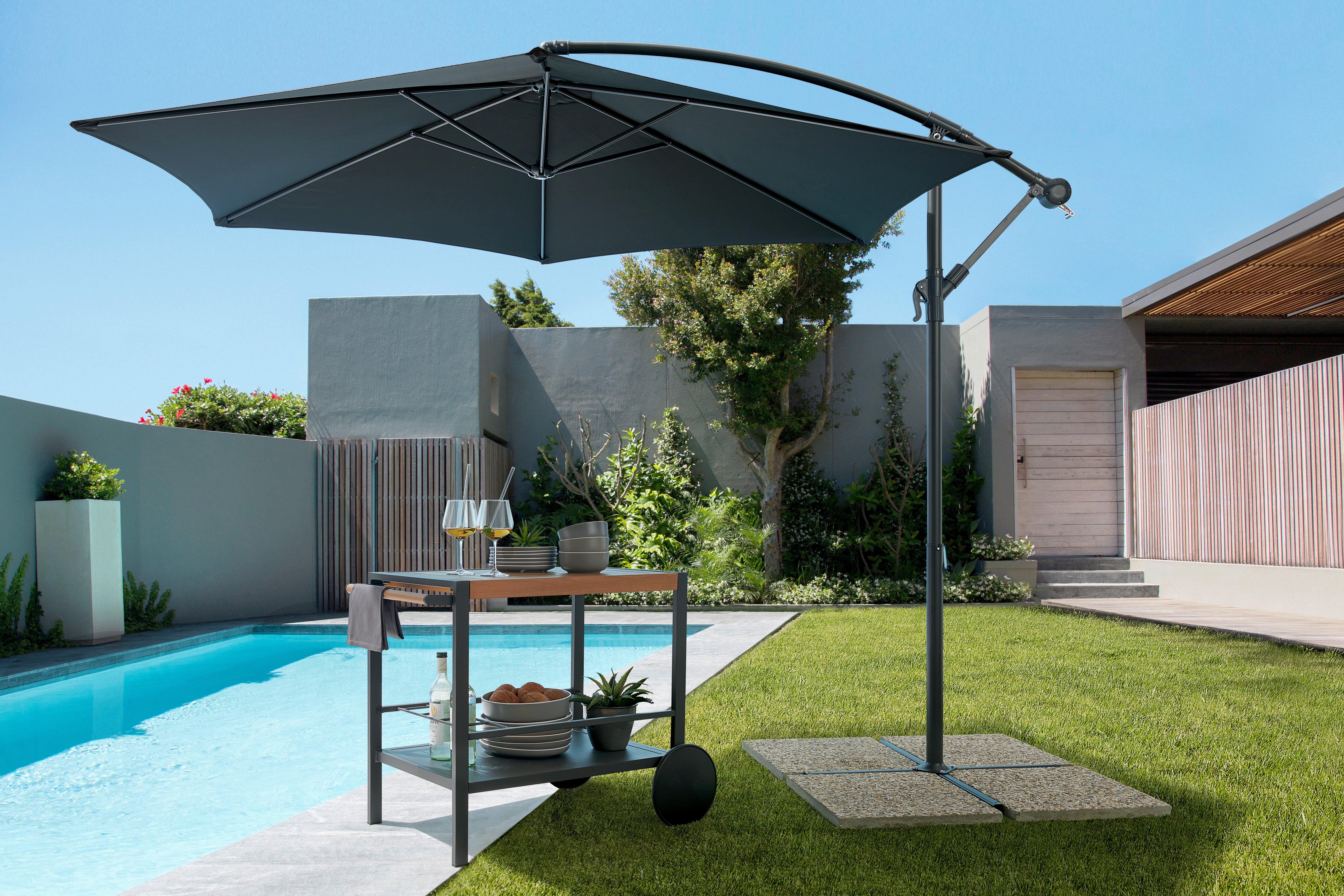 Závěsný Slunečník Gap, 295/245cm, Antracit - antracitová, Moderní, kov/textil (295/245cm) - Modern Living