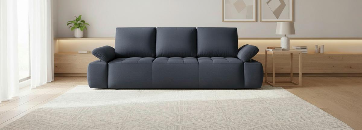 Schlafsofa Madox Blau B: 255 cm - Blau/Schwarz, Design, Textil (255/89/109cm) - MID.YOU
