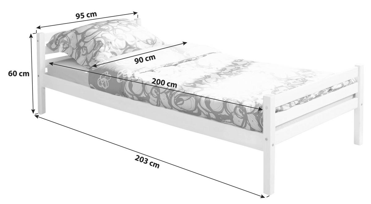 Massivholzbett 90x200 Nadine, Kiefer Natur - Kieferfarben, KONVENTIONELL, Holz (90/200cm) - MID.YOU