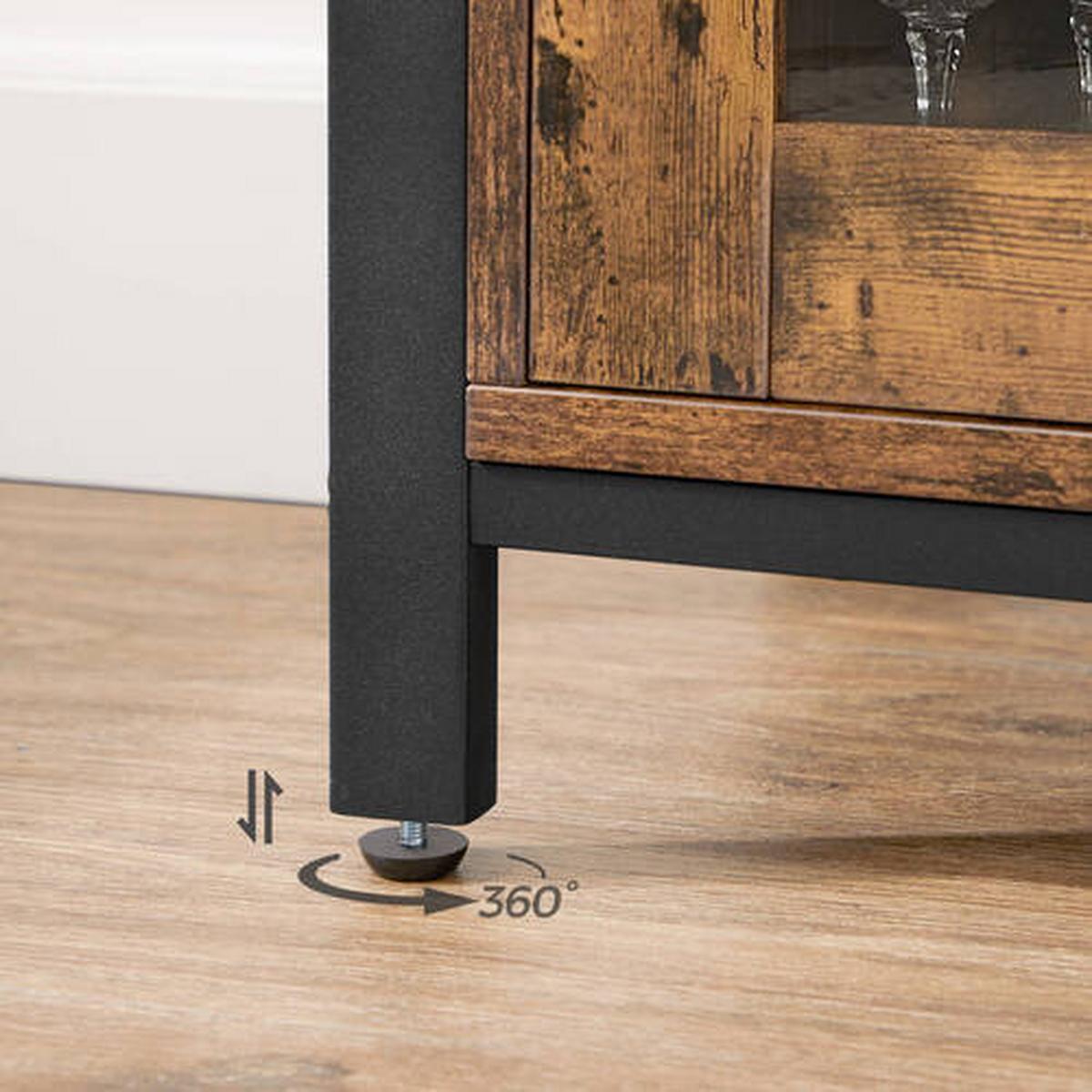Kommode B: 110 cm Braun/Schwarz - Schwarz/Braun, Trend, Glas/Holzwerkstoff (110/75/33cm) - Boxxx