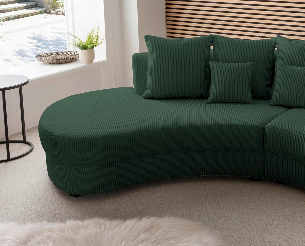 Wohnlandschaft Dunkelgrün S: 300x160 cm - Dunkelgrün/Schwarz, Design, Textil (300/160cm) - Livetastic