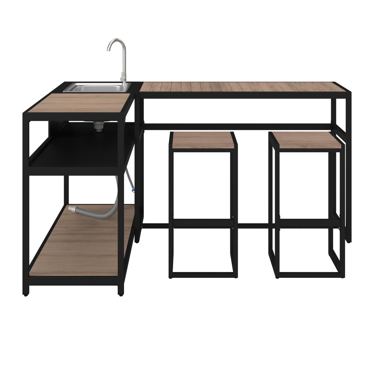 VENKOVNÍ KUCHYNĚ DELIA - černá/přírodní barvy, Moderní, kov/plast - Bessagi Garden