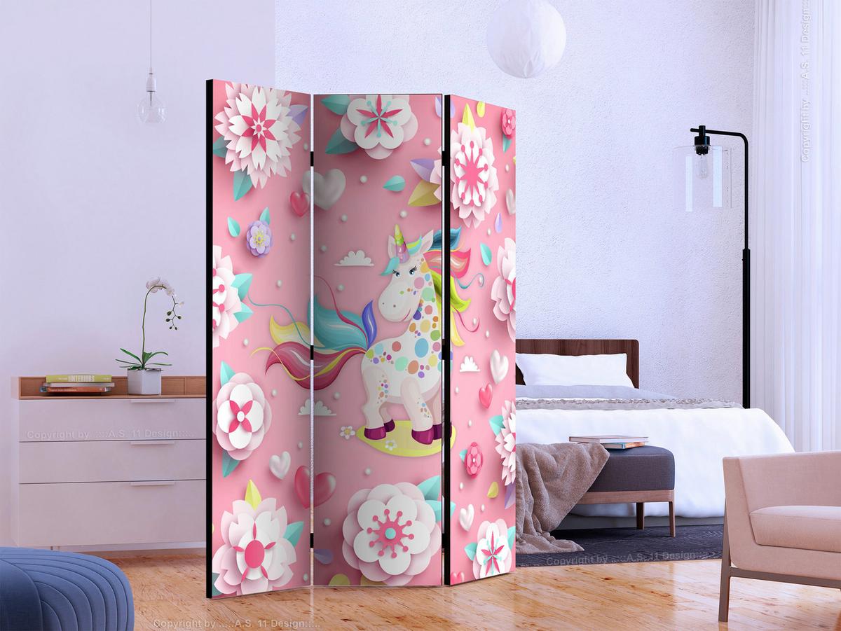 Paravent Multicolor Pink B: 135 Cm - Pink/Multicolor, Basics, Holz/Textil (135/172/3cm) - artgeist