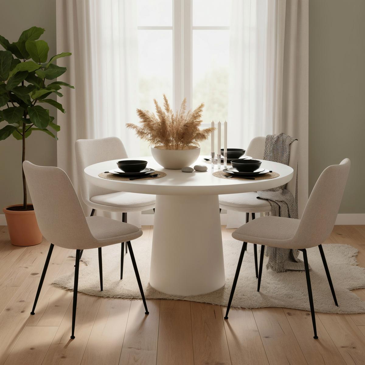 ESSTISCH Weiß L: 120cm - Weiß, MODERN, Holzwerkstoff/Stein (120/120/77cm) - MID.YOU
