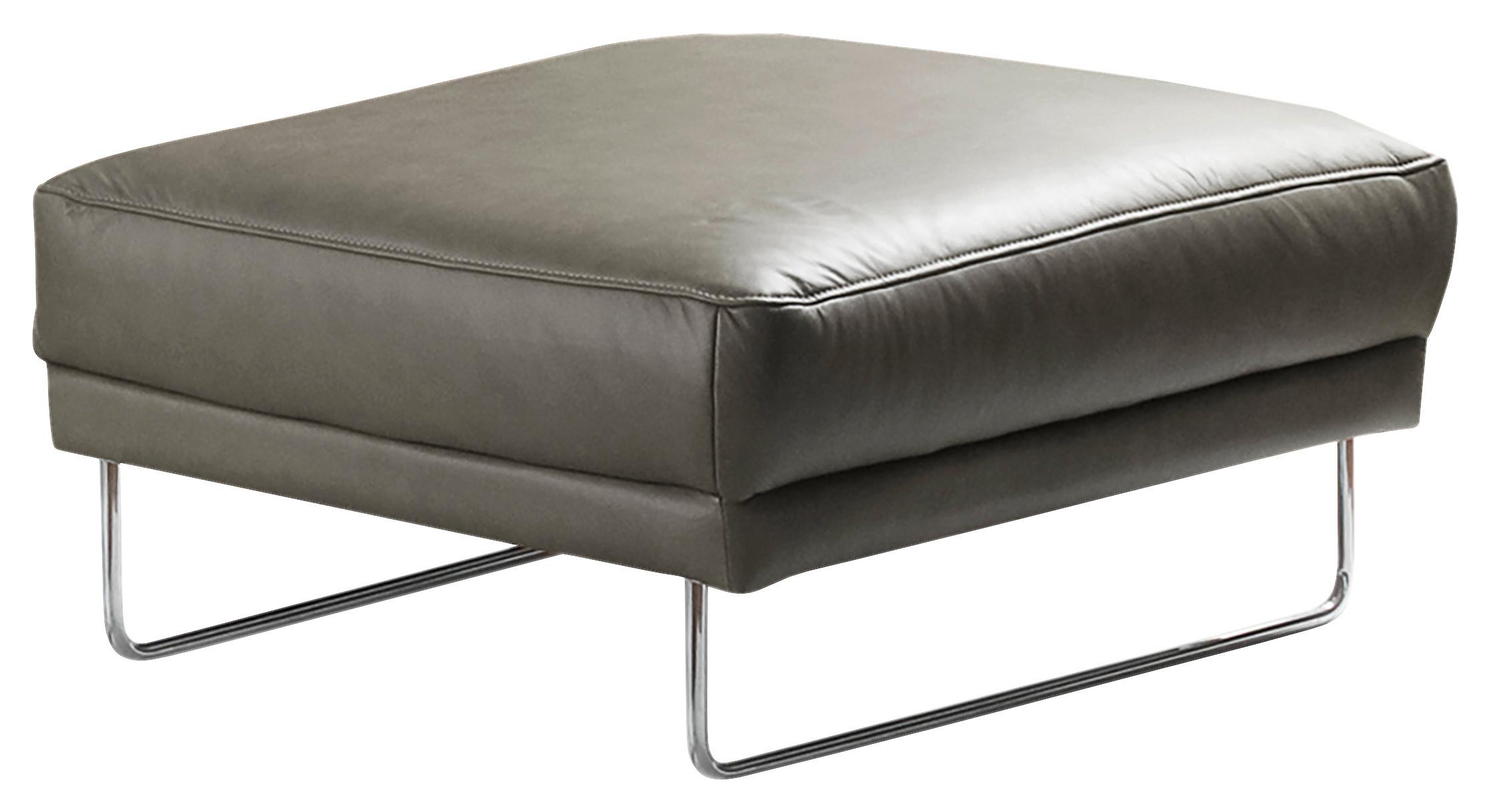 HOCKER Spring Grau Chrom B: 96 cm - Chromfarben/Grau, Design, Leder (96/45/80cm) - P & B