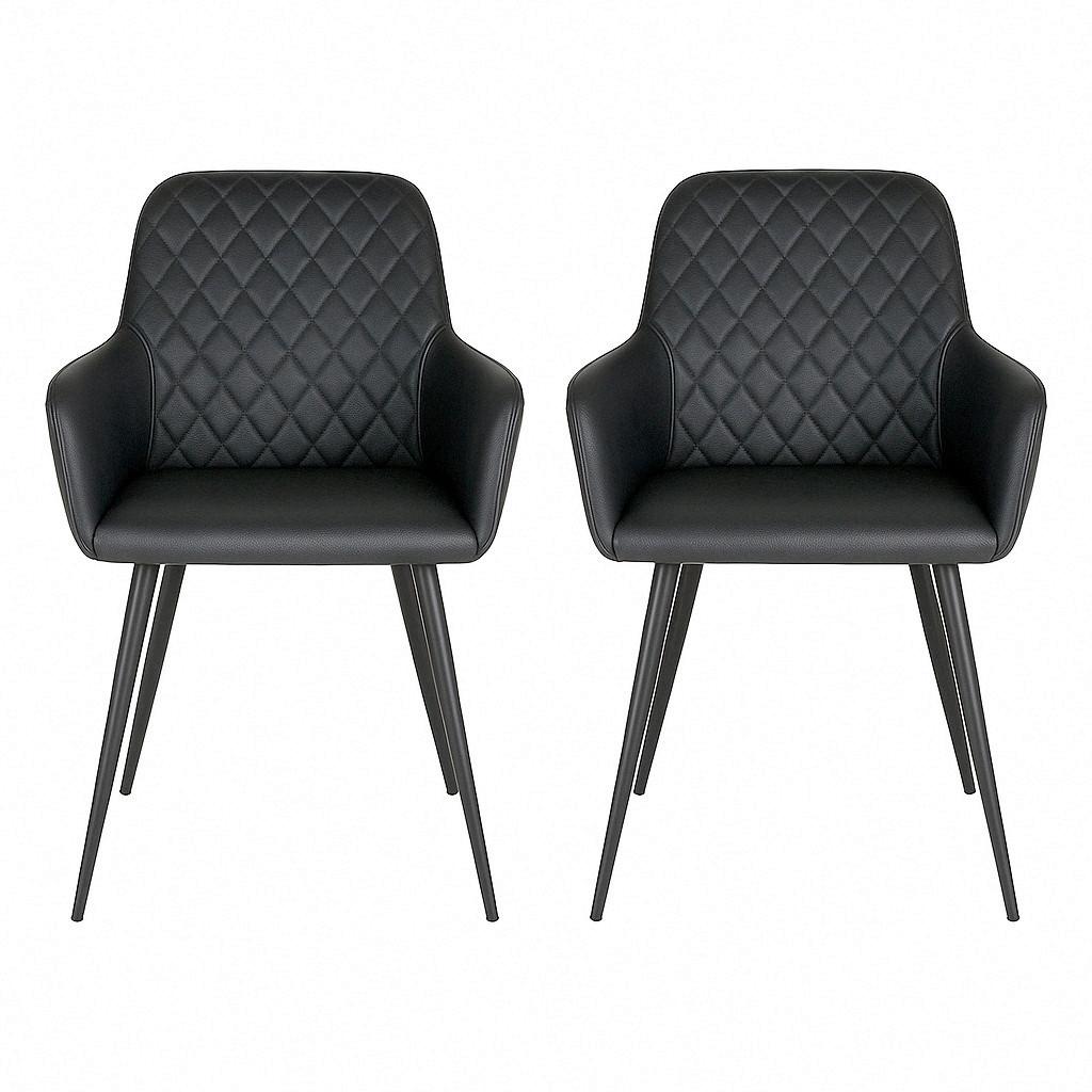 Armlehnstuhl-set Harbo Schwarz B: 57 Cm - Schwarz, MODERN, Textil/Metall (57/87/65cm) - MID.YOU