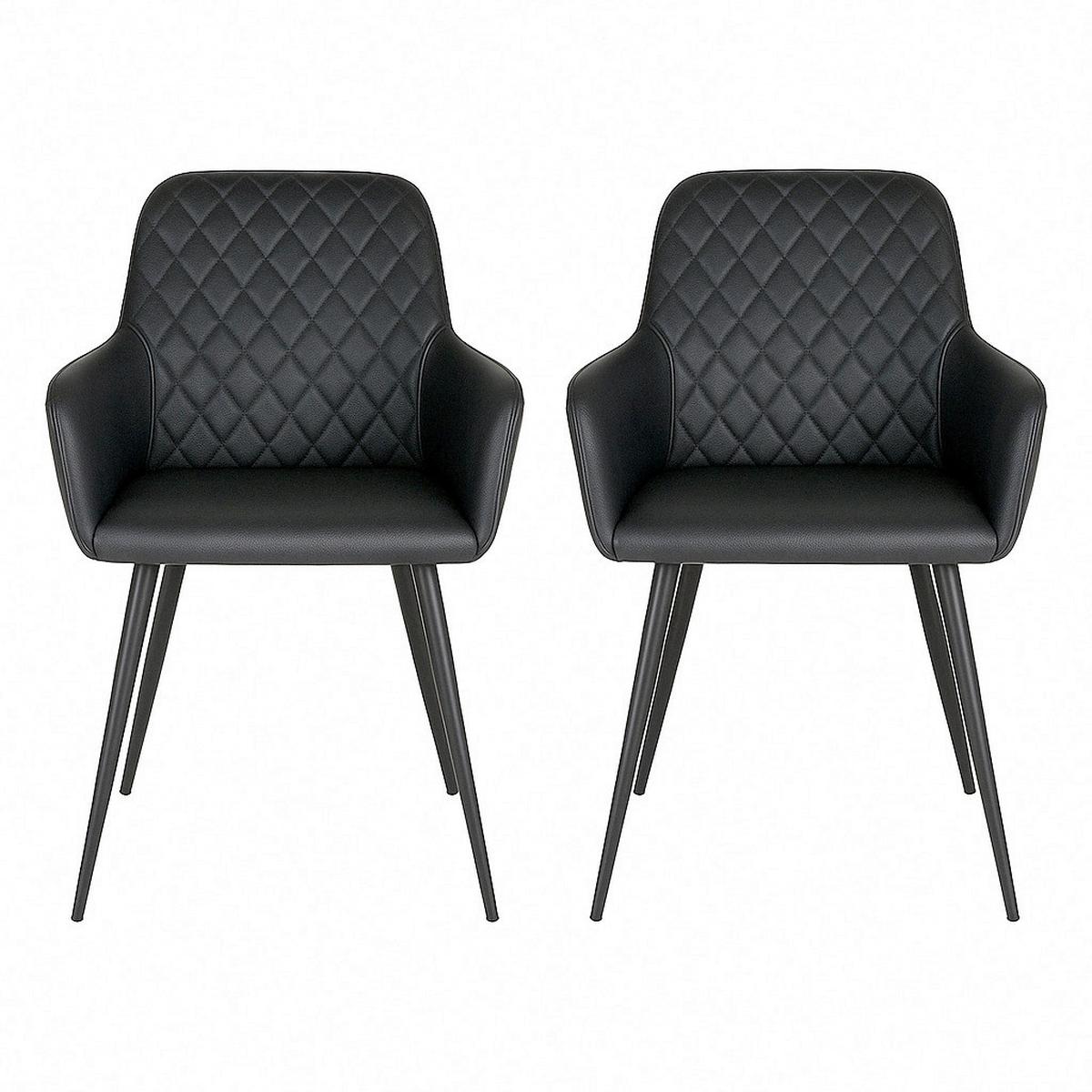 Armlehnstuhl-set Harbo Schwarz B: 57 Cm - Schwarz, MODERN, Textil/Metall (57/87/65cm) - MID.YOU