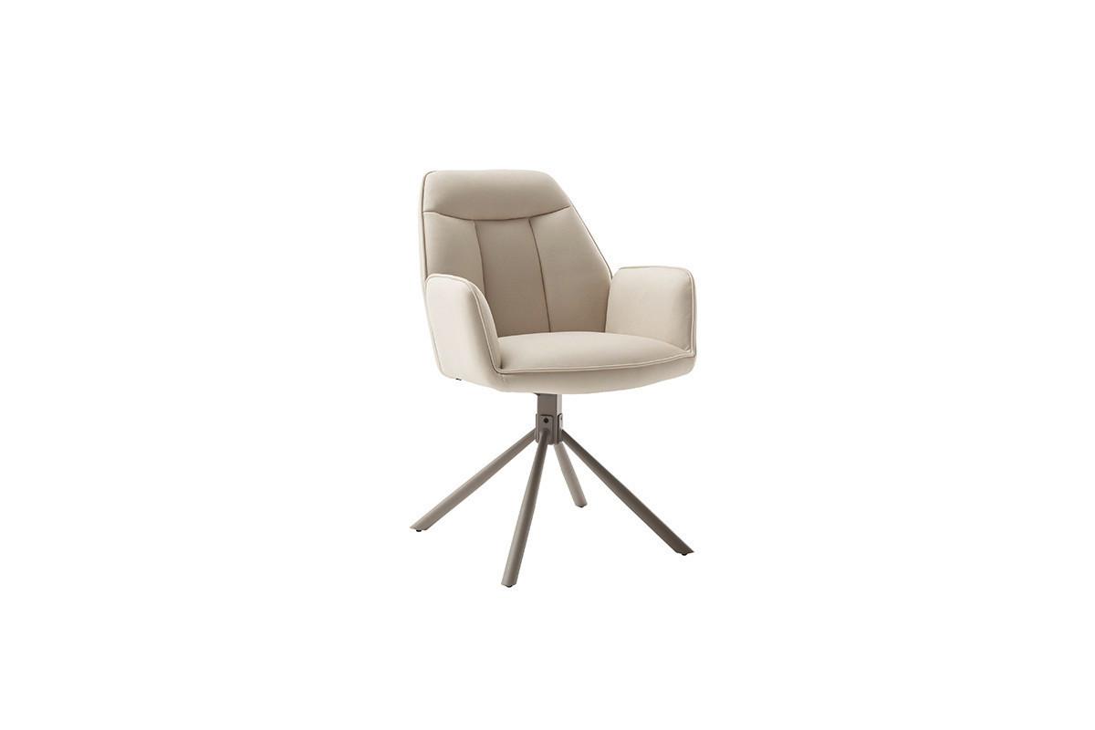Armlehnstuhl Rafaela Creme B: 62 cm 180° drehbar - Taupe/Creme, Trend, Textil/Metall (62/89/64cm)