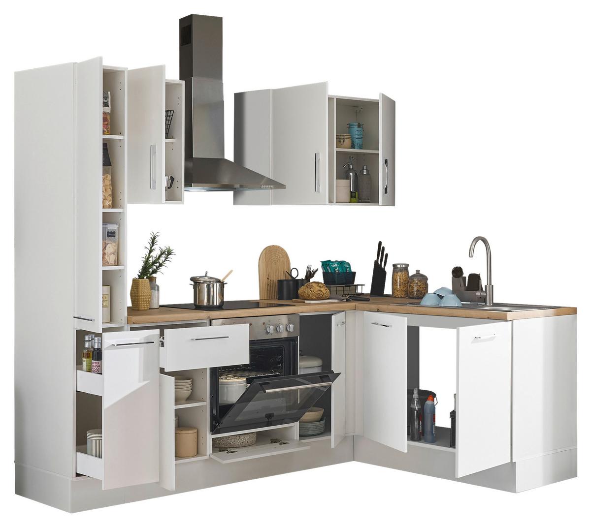 Eckküche Turin Weiß/Eiche Dekor 240x165 cm - Weiß/Eiche Artisan, Basics, Holzwerkstoff (240/165cm) - MID.YOU