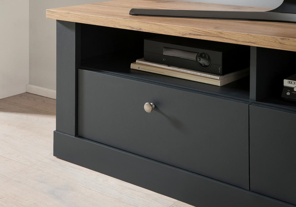 Lowboard Catania Anthrazit/Eiche Dekor B: 135cm - Anthrazit/Eiche Wotan, Design, Holzwerkstoff (135/51/45cm) - MID.YOU