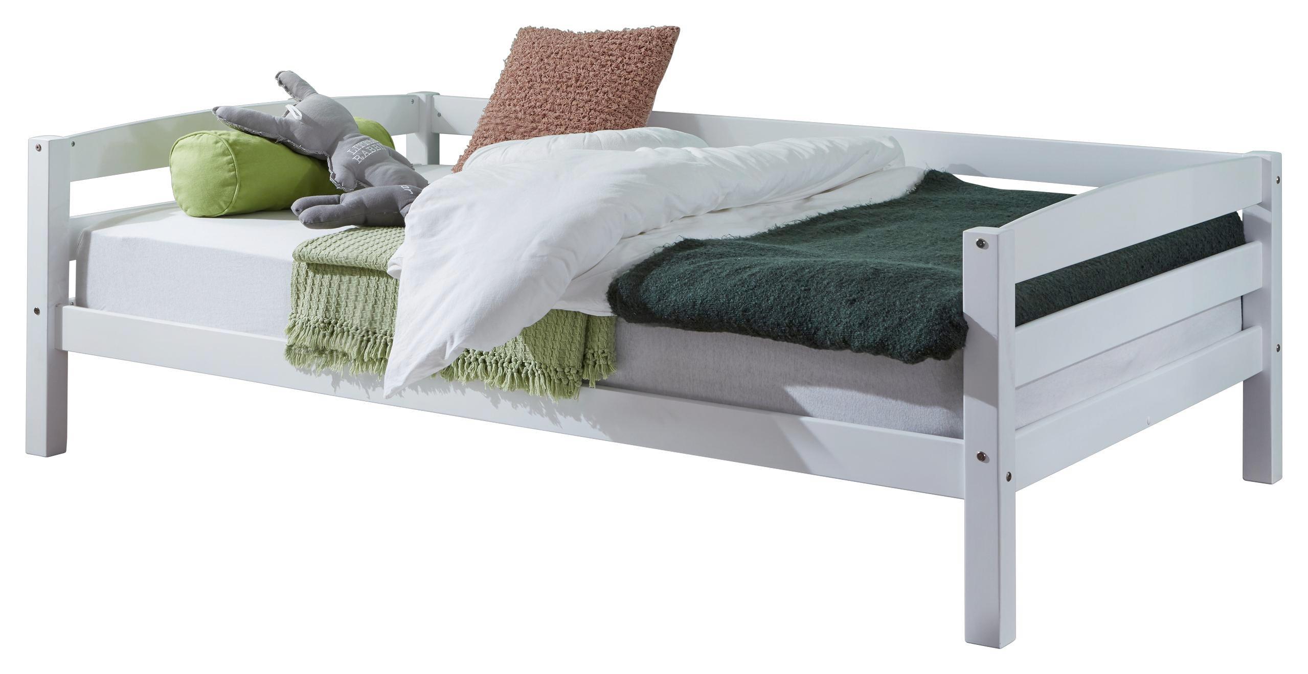 Kinder-/Juniorbett Nora 90x200 cm Buche Massiv - Weiß, Design, Holz (90/200cm)