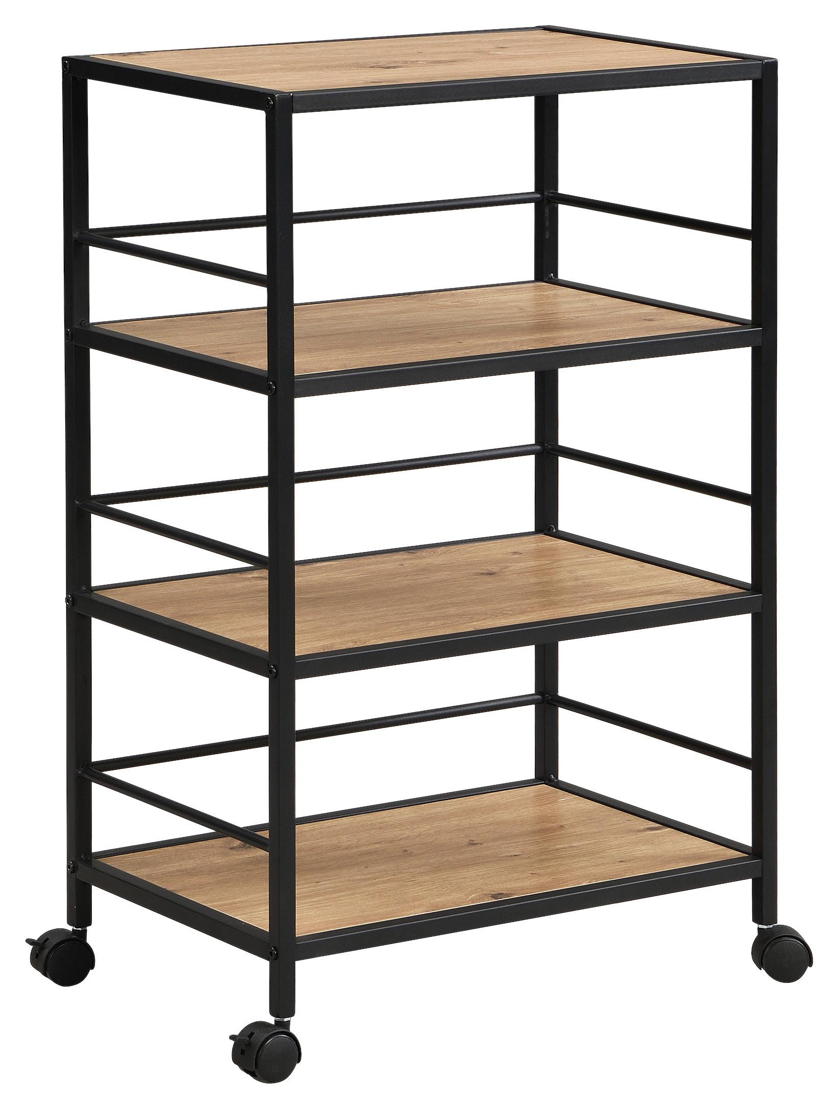 Servierwagen Bozen - Schwarz/Eiche Artisan, MODERN, Holzwerkstoff/Metall (50/80/33cm)