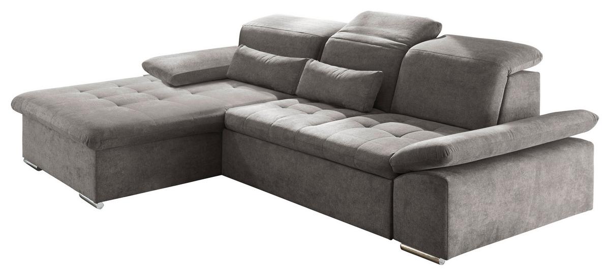 Ecksofa mit Schlaffunktion + Bettkasten Wayne, Webstoff - Schlammfarben/Silberfarben, KONVENTIONELL, Holzwerkstoff/Textil (188/276cm) - MID.YOU