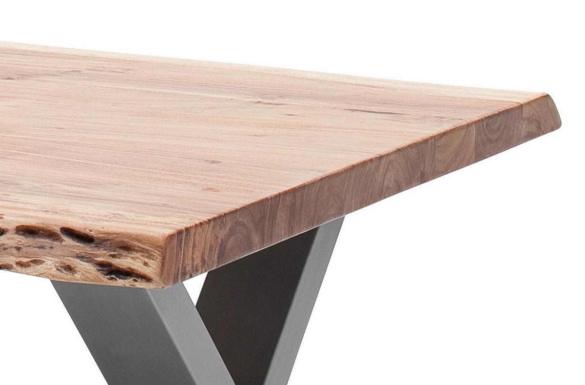 Couchtisch Holz Massiv Cartagena, Akazie - Edelstahlfarben/Akaziefarben, MODERN, Holz/Metall (75/45/75cm)