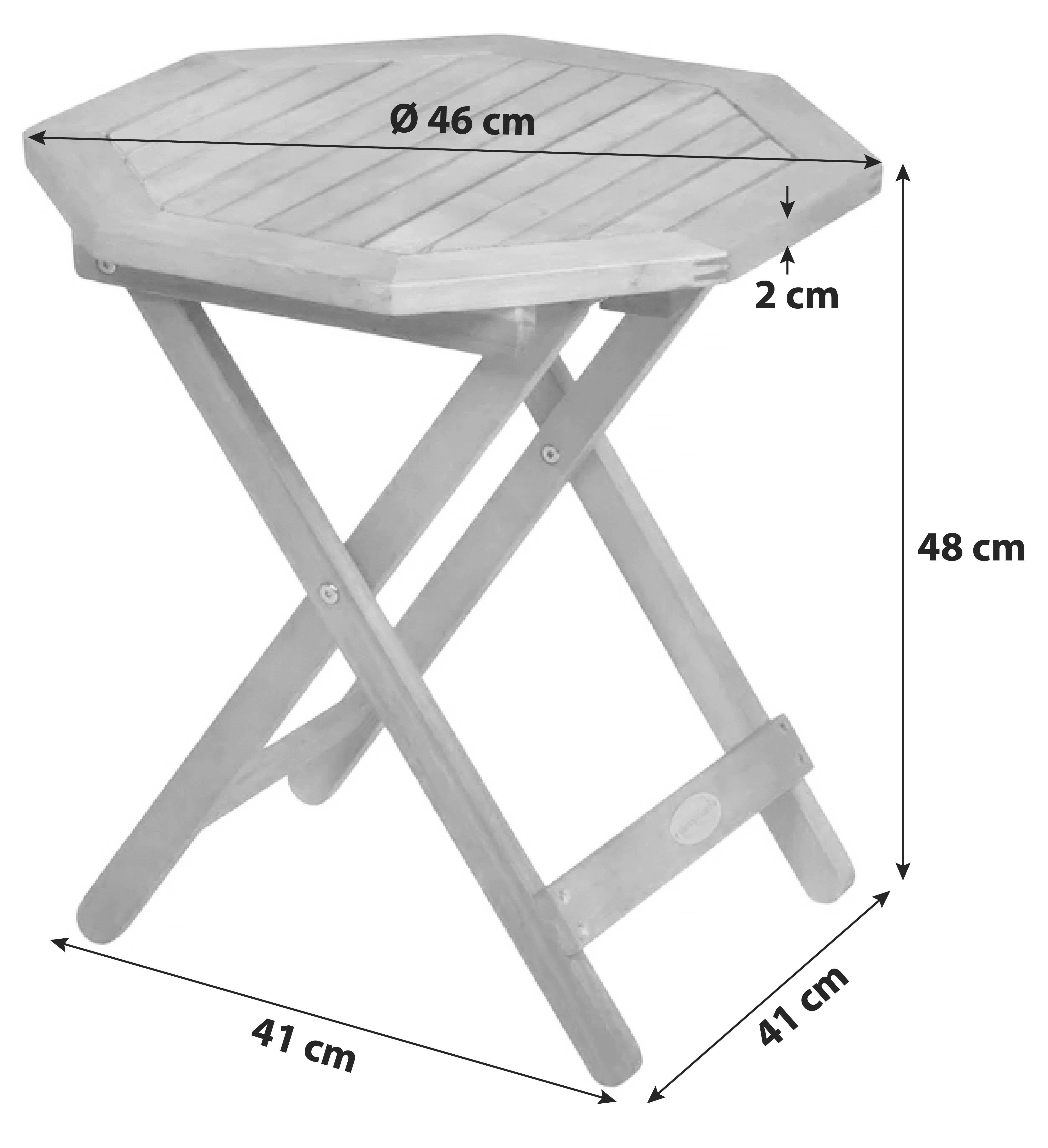 Gartentisch Klappbar Mayfield Eukalyptusholz ⌀ 46 cm - Braun, Basics, Holz (46/46/48cm) - Gardenson