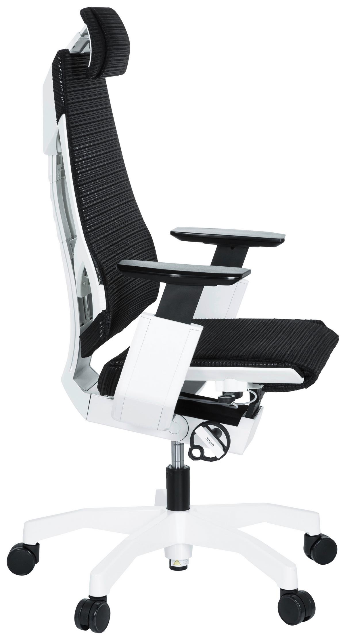 Bürostuhl Genidia Pro Mit Armstützen Schwarz/weiß - Schwarz/Weiß, MODERN, Kunststoff/Textil (57/114/46cm) - MID.YOU