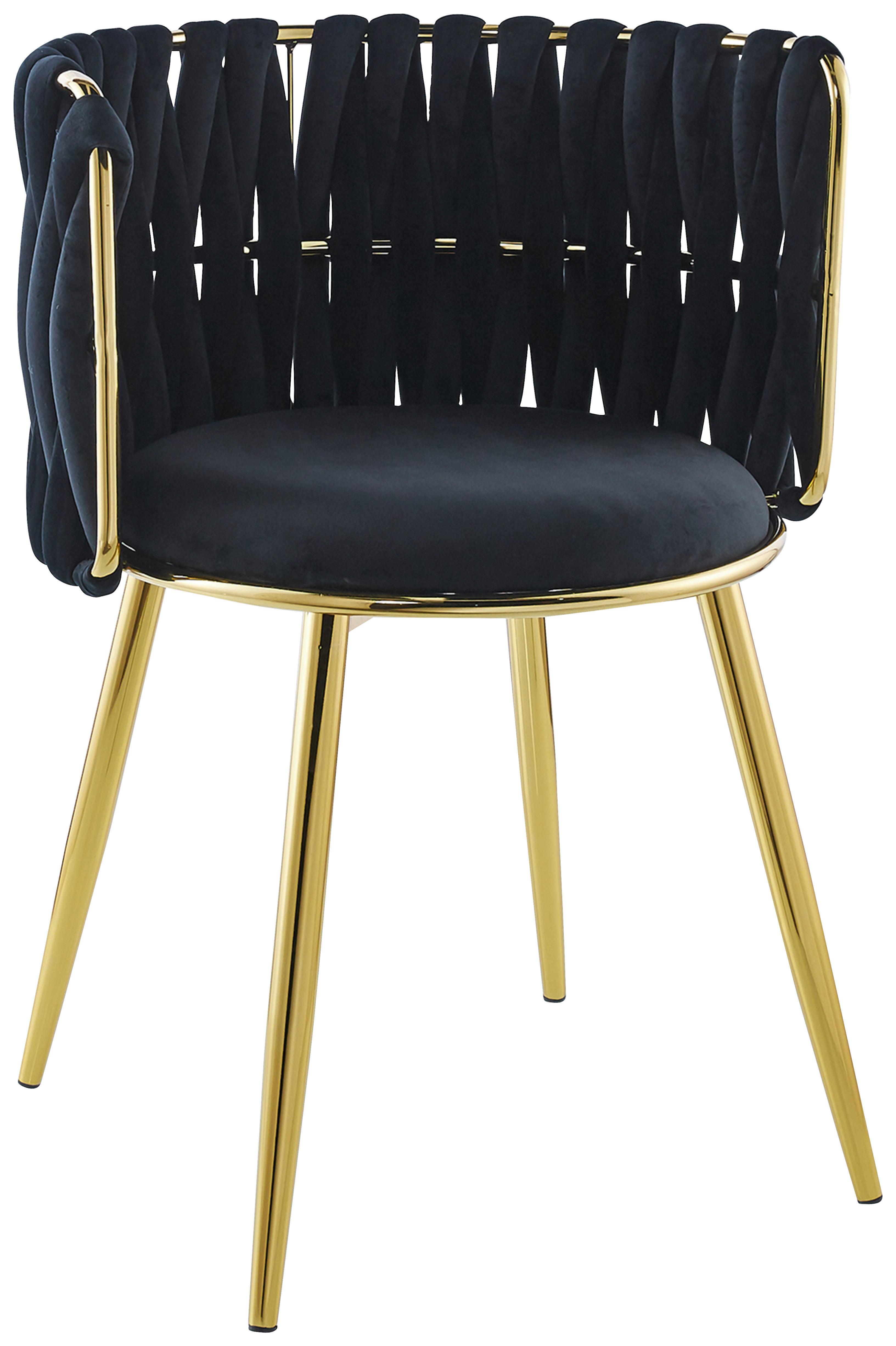 Sada stoličiek s podrúčkami čierna - čierna/zlatá, Modern, kov/textil (57/80/53cm) - MID.YOU