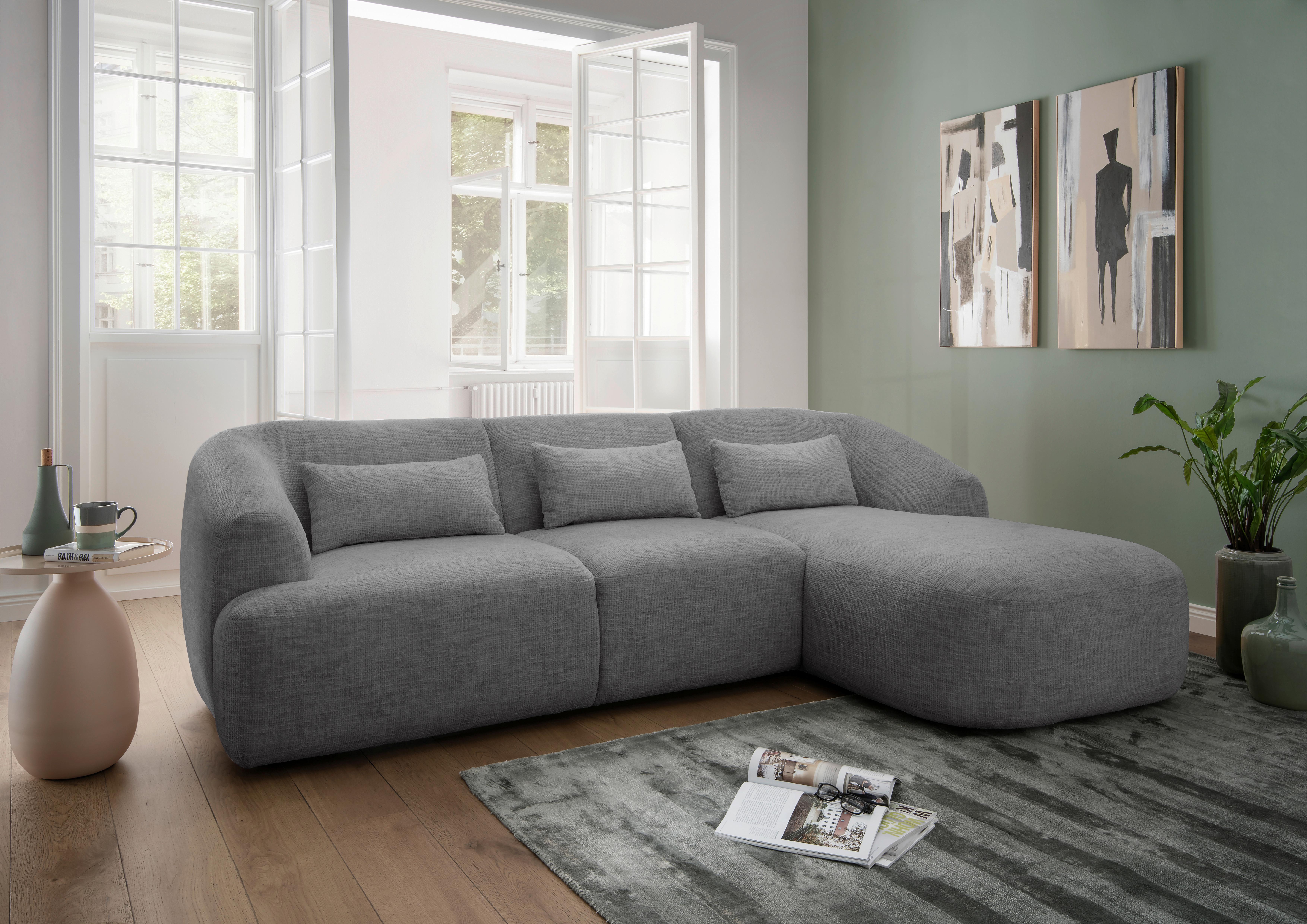 Ecksofa Caponi Silberfarben S: 256x160 Cm - Silberfarben/Schwarz, MODERN, Textil (256/160cm) - Livetastic