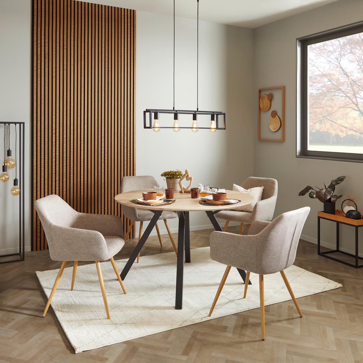 Armlehnstuhl Melinda Grau Gepolstert - Beige/Naturfarben, MODERN, Textil/Metall (56/81,5/63cm) - MID.YOU
