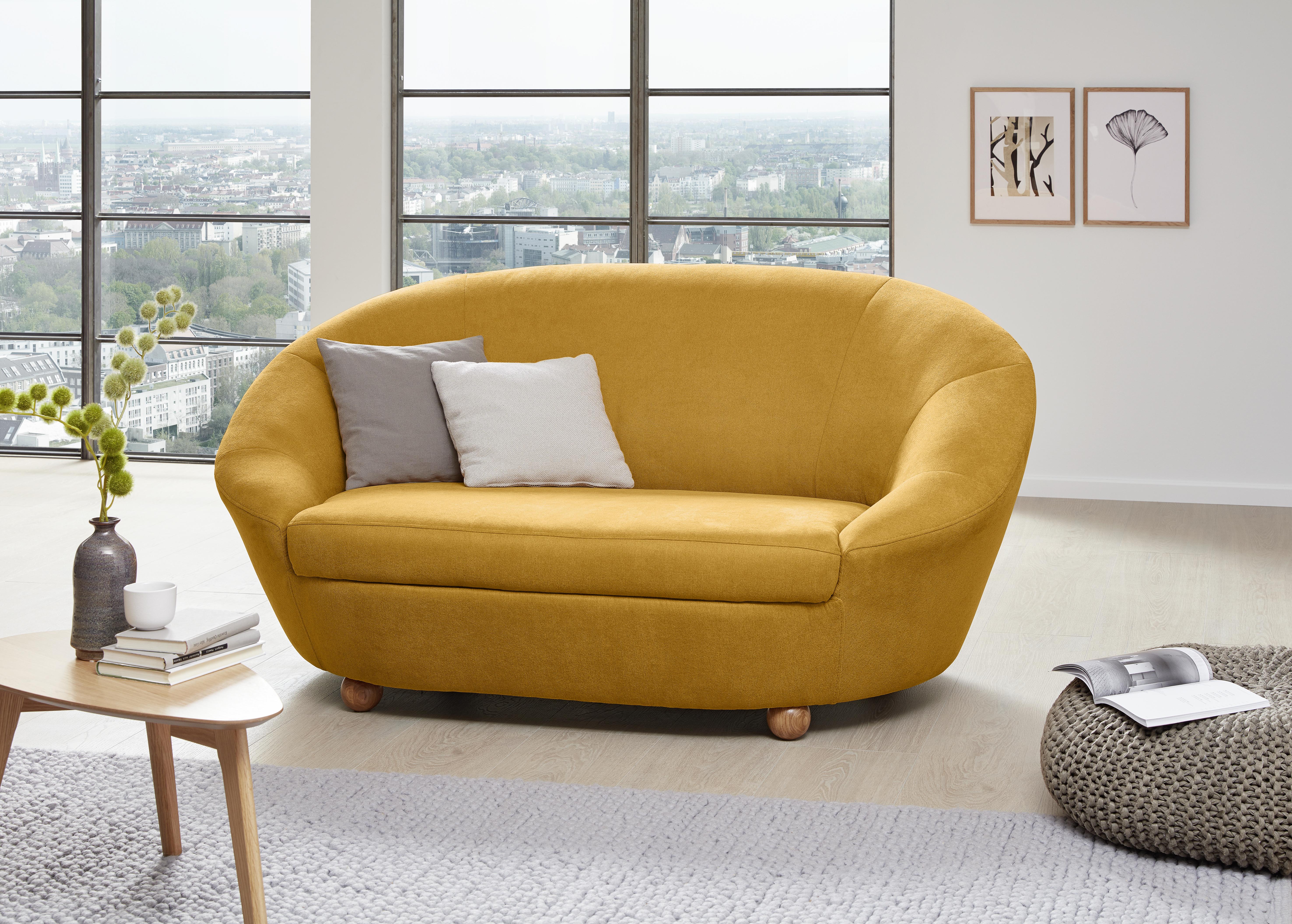 2-Sitzer-Sofa Looks Iv Gelb - Eichefarben/Gelb, Design, Textil (178/82/114cm) - LOOKS by W.Joop