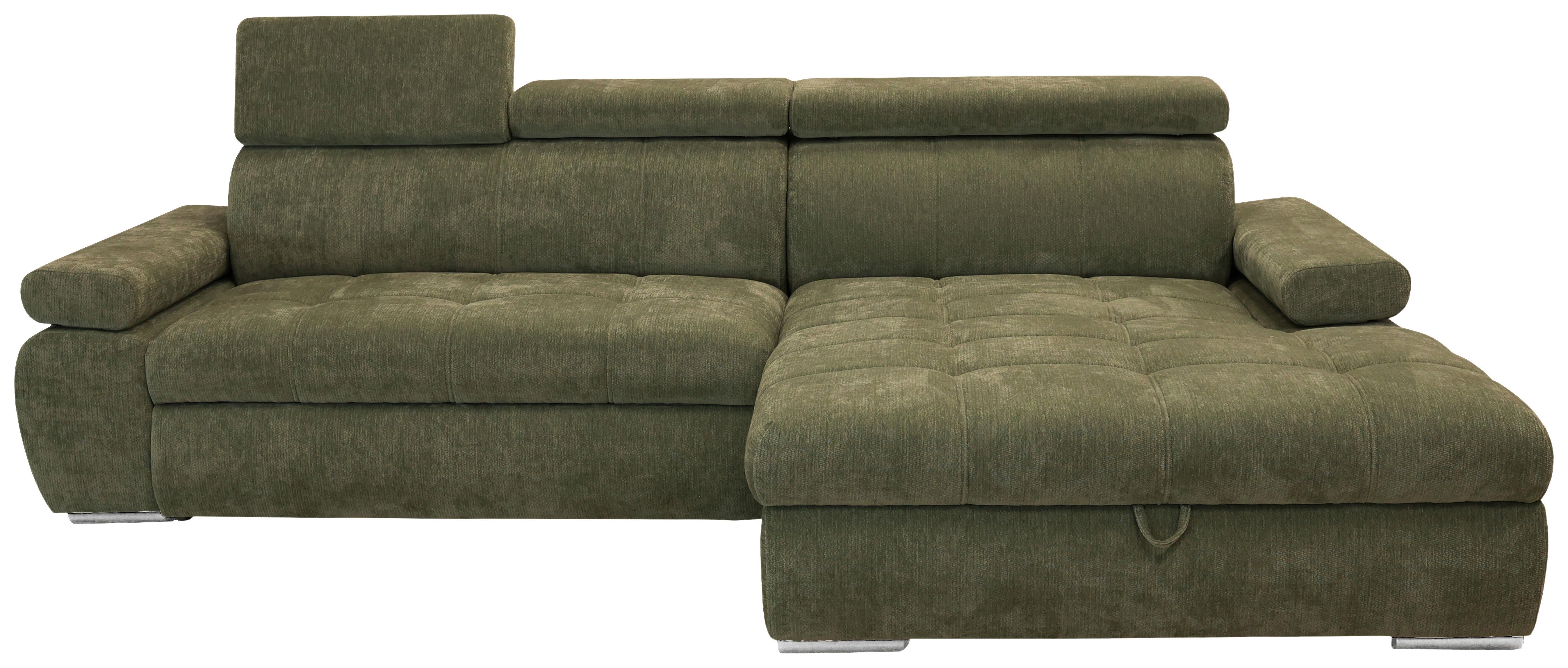 Rohová sedačka VEGAS, pravá, lesní zelená žinylka - barvy stříbra/lesní zelená, Design, dřevo/textil (294/173cm)