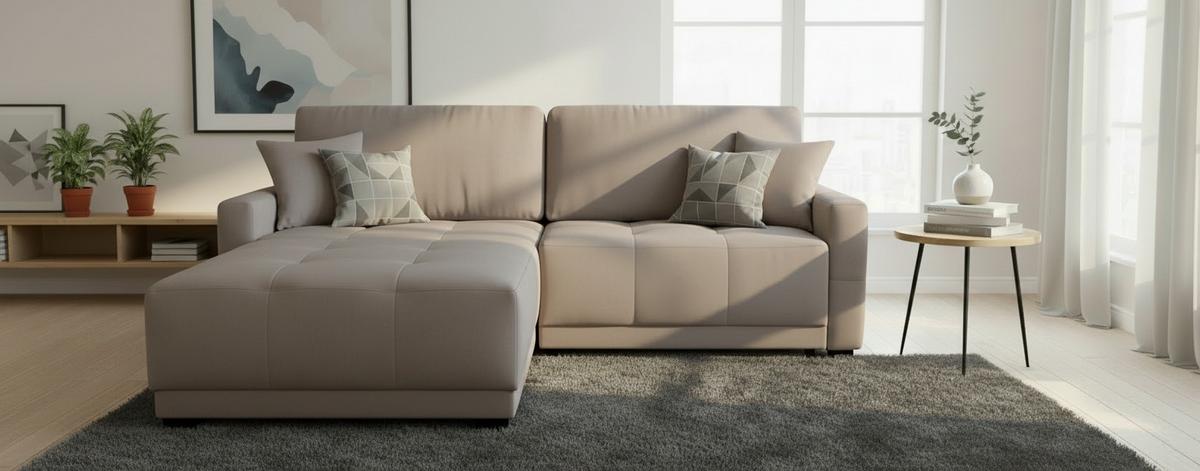 Ecksofa Mount Hellbraun S: 237x186 cm - Hellbraun, Design, Textil (237/186cm) - MID.YOU