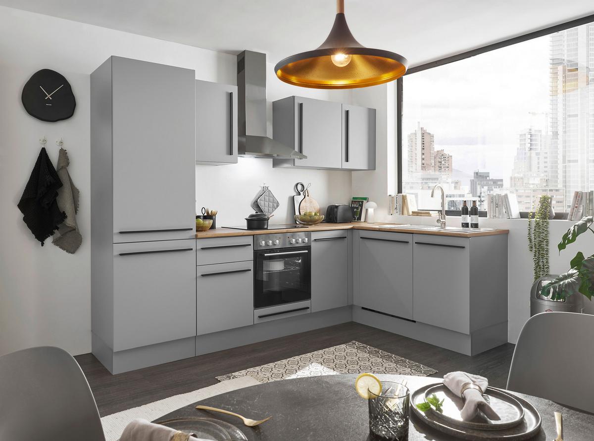 Eckküche Denver Grau/Eiche Dekor 280x175 cm - Eichefarben/Grau, Design, Holzwerkstoff (280/175cm) - MID.YOU