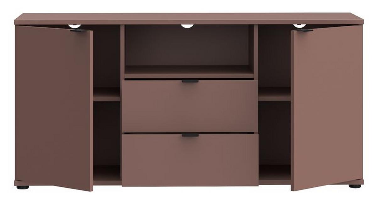 TV diel Ganymede, farba terakota, š: 130 cm - čierna/terakota, Modern, kov/kompozitné drevo (129,8/63,1/41,3cm)