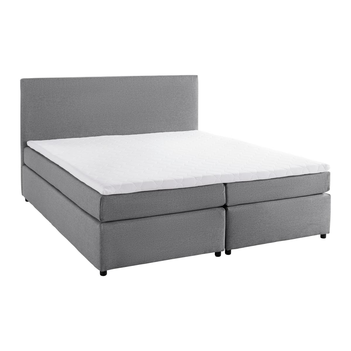 Postel boxpring s toperem, 180x200 cm, šedá - šedá/černá, Moderní, dřevo/textil (180/200cm) - Bessagi Home