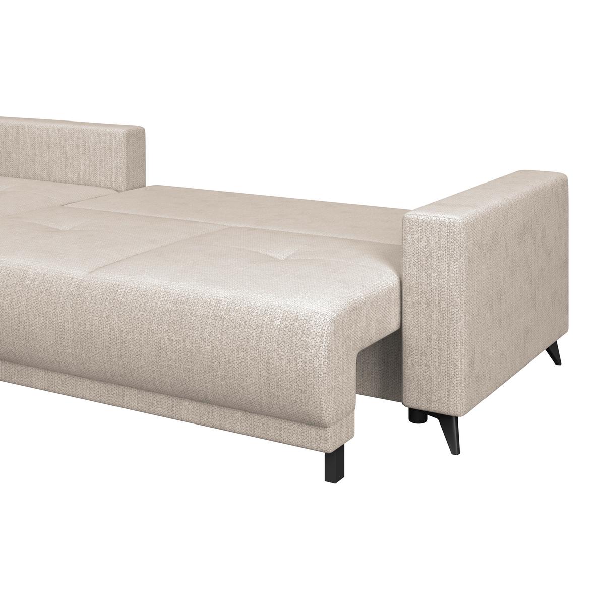 Ecksofa mit Schlaffunktion & Bettkasten Texas Hellbraun - Hellbraun/Schwarz, KONVENTIONELL, Holz (203/259cm)