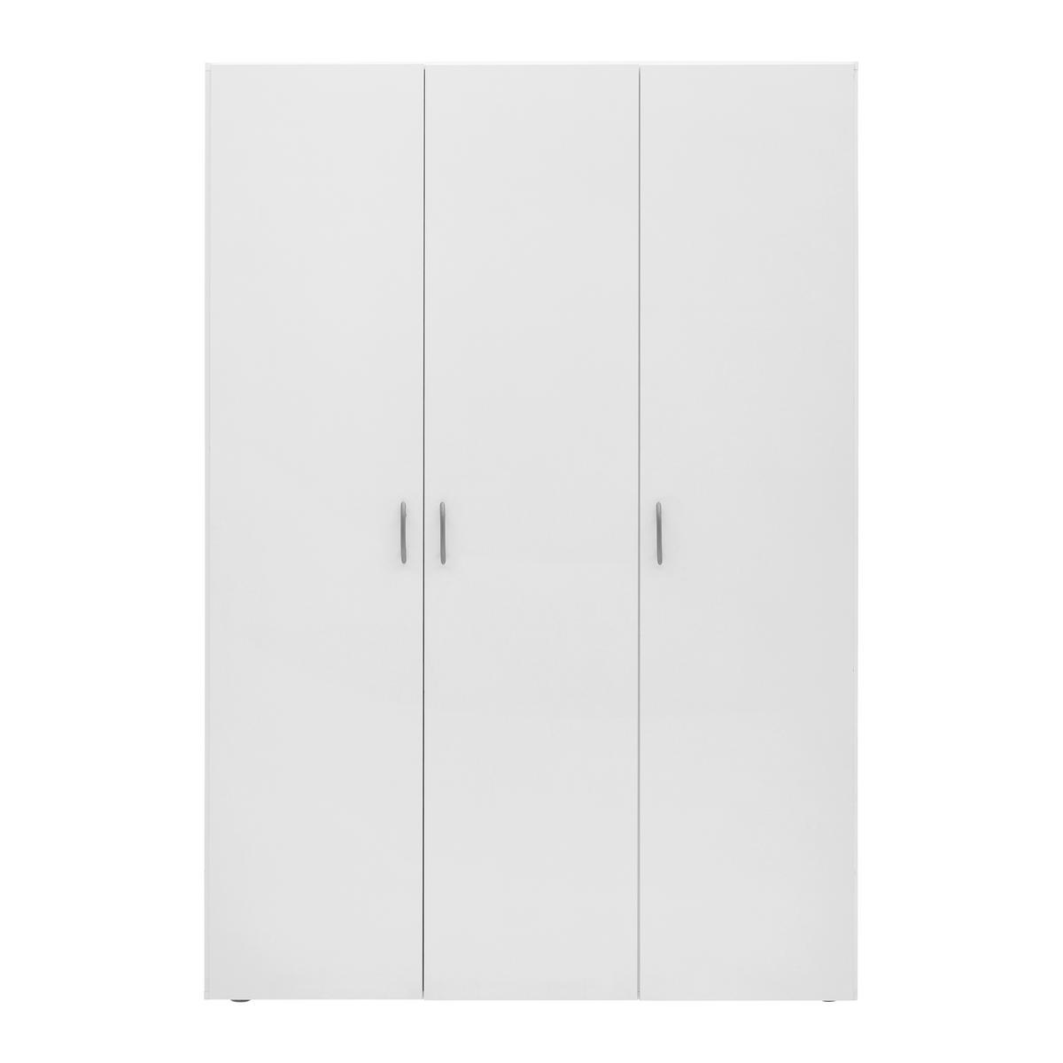 Šatníková skriňa JOE - biela/hliníková, Konventionell, kompozitné drevo/plast (121/177/51cm) - Based