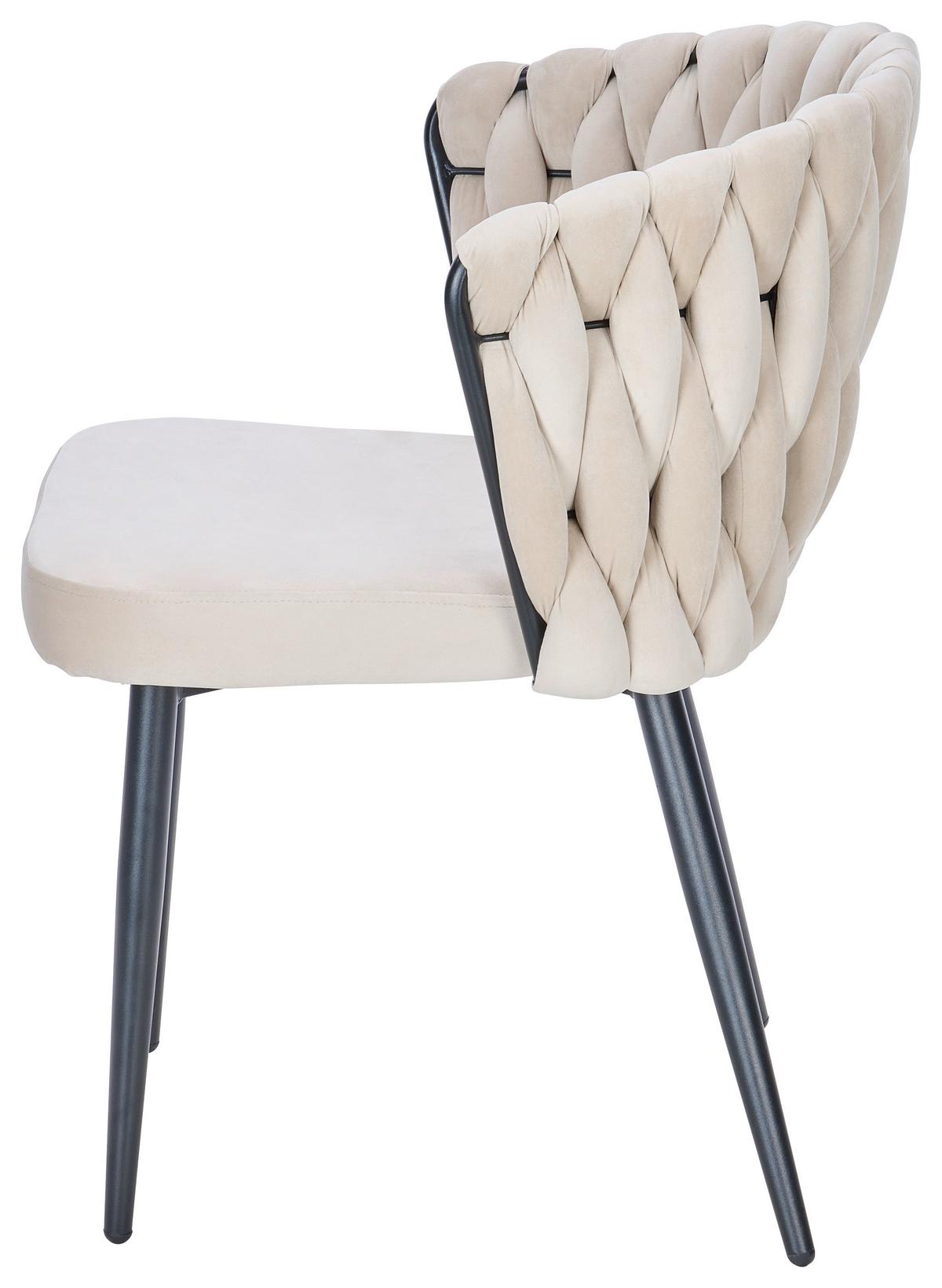 Stuhl Hardy Samt Beige B: 63 Cm - Beige/Schwarz, MODERN, Textil/Metall (63/58/78cm) - Livetastic