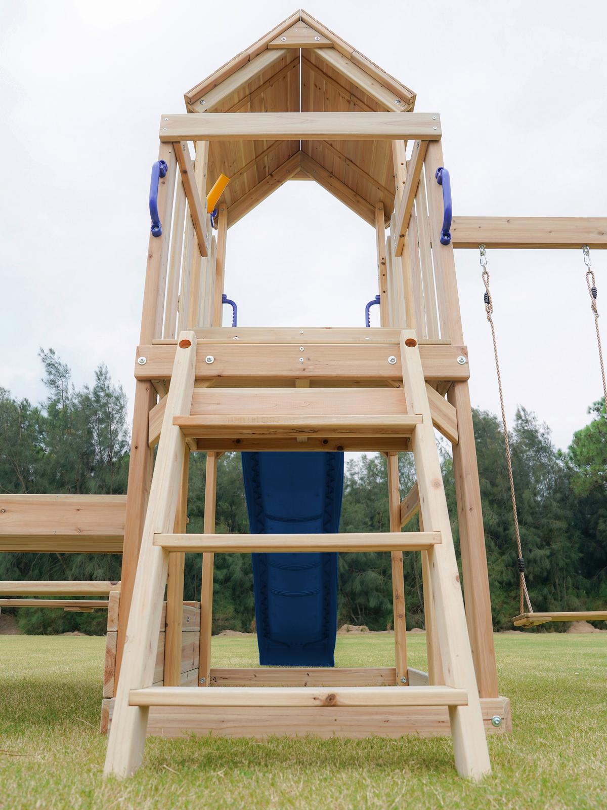 Spielturm A030.501.00 - Blau, KONVENTIONELL, Holz (366/267/383cm) - Ambia Garden