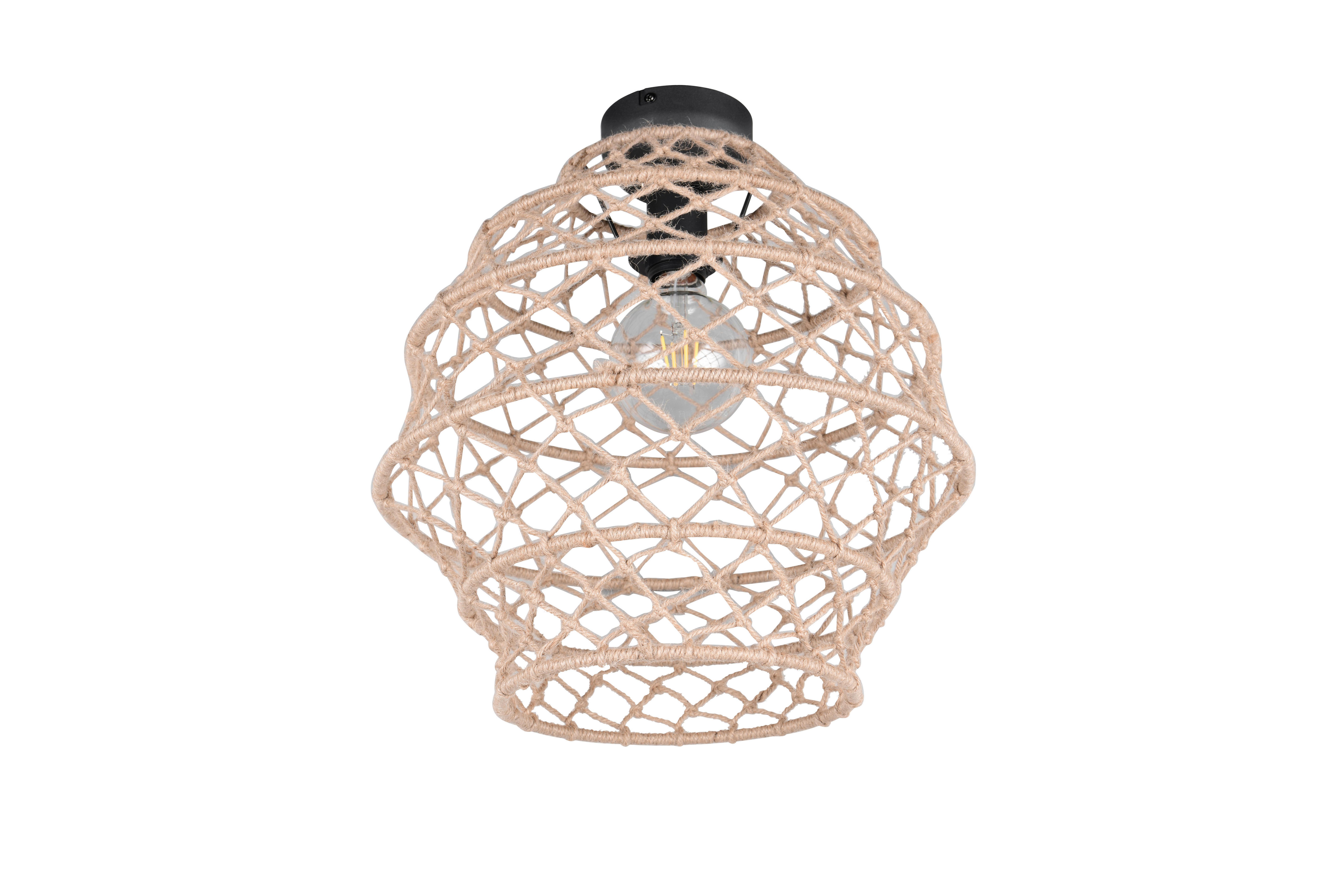 Deckenleuchte Hive Naturfarben Schwarz D: 38,5 cm - Schwarz/Naturfarben, Natur, Textil/Metall (38,5/40,5cm)