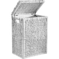 Koš na prádlo Tobi I, 50l - bílá, Romantický / Rustikální, dřevo/přírodní materiály (44/58/32cm) - Zandiara