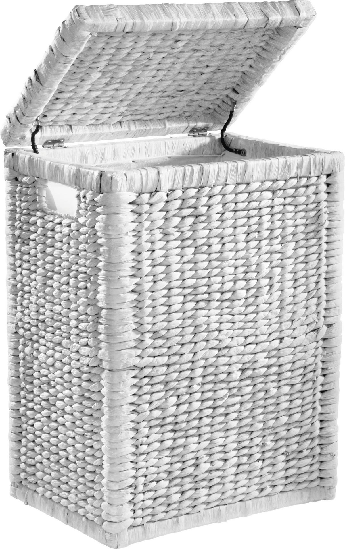 Koš na prádlo Tobi I, 50l - bílá, Romantický / Rustikální, dřevo/přírodní materiály (44/58/32cm) - Zandiara