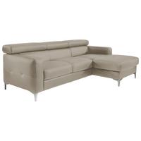 Ecksofa Sammy Grau Leder - Chromfarben/Grau, Design, Leder (226/169cm) - Livetastic