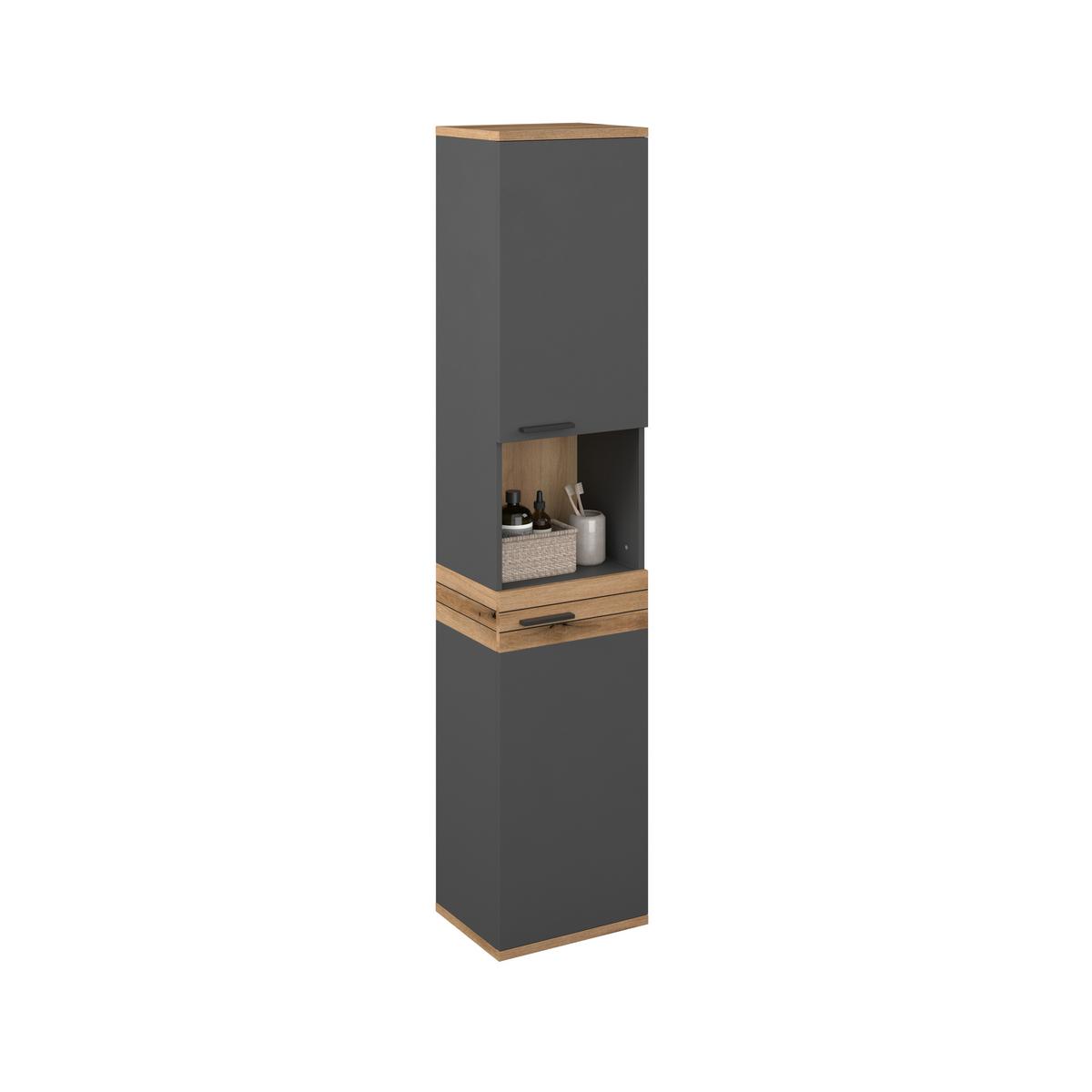 Badezimmer Hochschrank Cotia Cotls 40x187,6 cm Anthrazit - Eichefarben/Anthrazit, MODERN, Holzwerkstoff (40/187,6/30cm) - James Wood