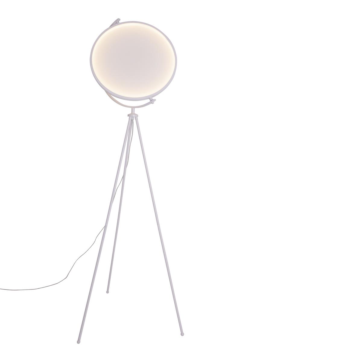 LED-Stehlampe Munega Weiß Rund - Weiß, Design, Kunststoff/Textil (41/156cm) - Näve