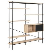 Regal mit Schrankelement Angus B: 172 cm Eiche Dekor - Eichefarben/Schwarz, KONVENTIONELL, Holzwerkstoff/Metall (172/188/27cm) - MID.YOU