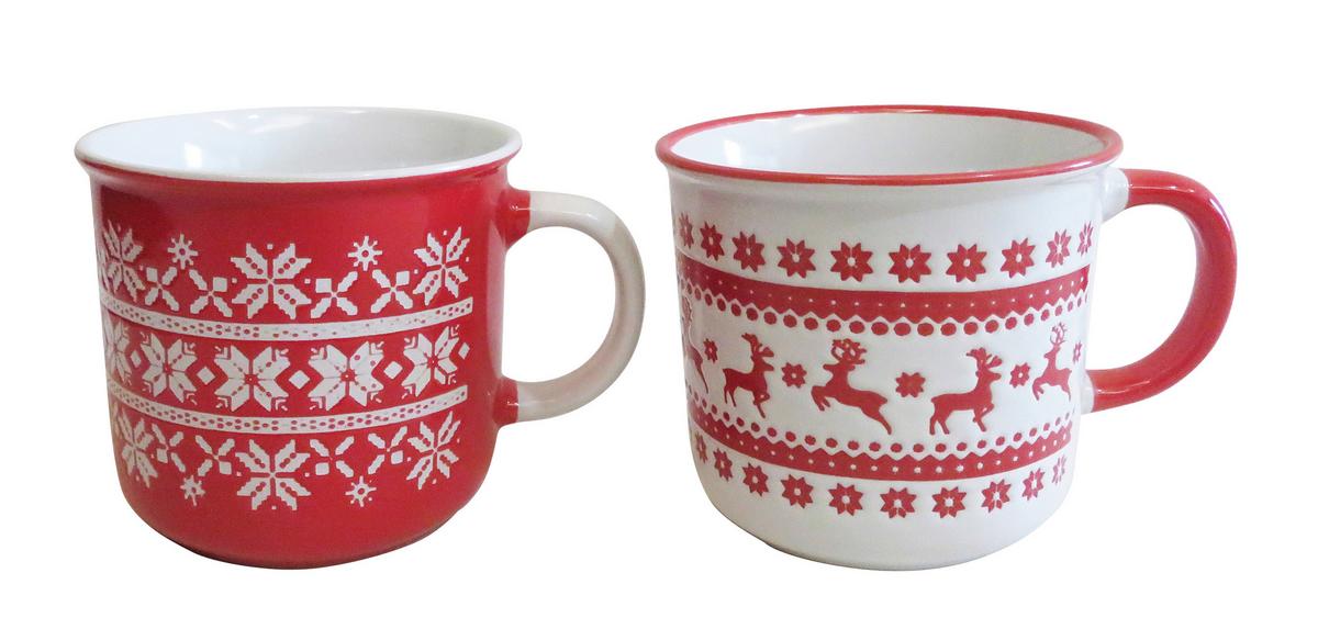 Tassenset Tabea - Rot/Weiß, Basics, Keramik (9.5/9cm) - Luca Bessoni