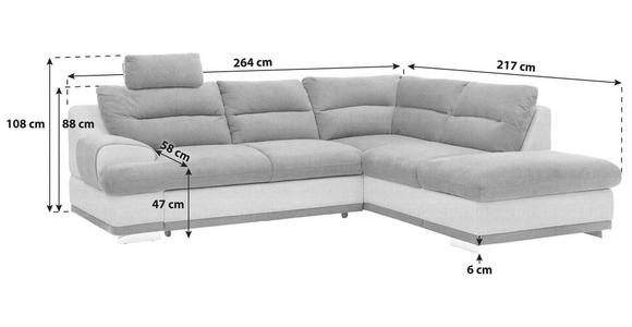 Ecksofa mit Schlaffunktion + Bettkasten Seaside, Velours - Chromfarben/Dunkelgrau, KONVENTIONELL, Textil (264/217cm) - Luca Bessoni