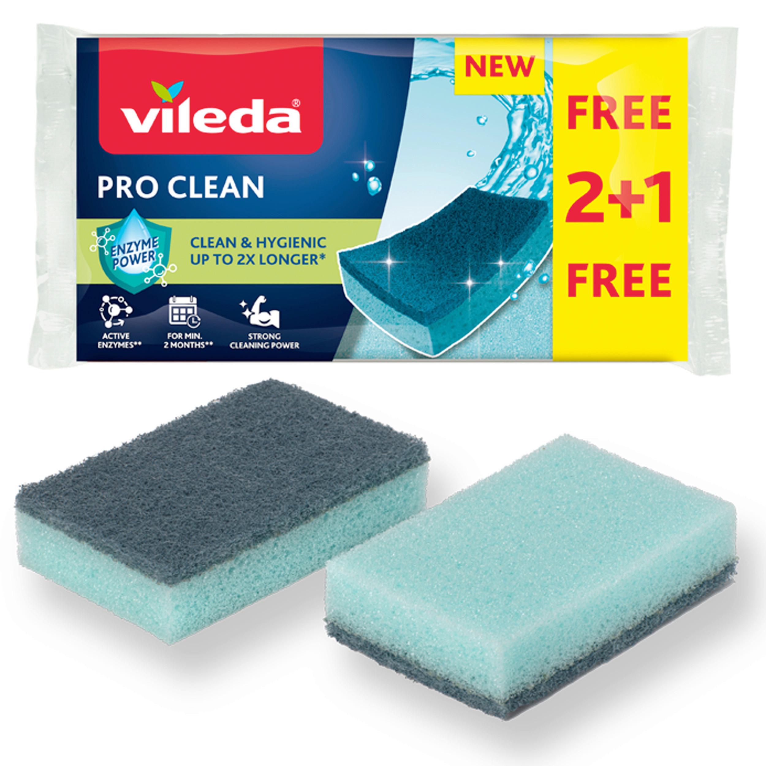 Hubka na odstr. nečistôt VILEDA PRO CLEAN HUBKA 2+1KS - smaragdovozelená, Trend, plast (21/11.5/3cm) - Vileda