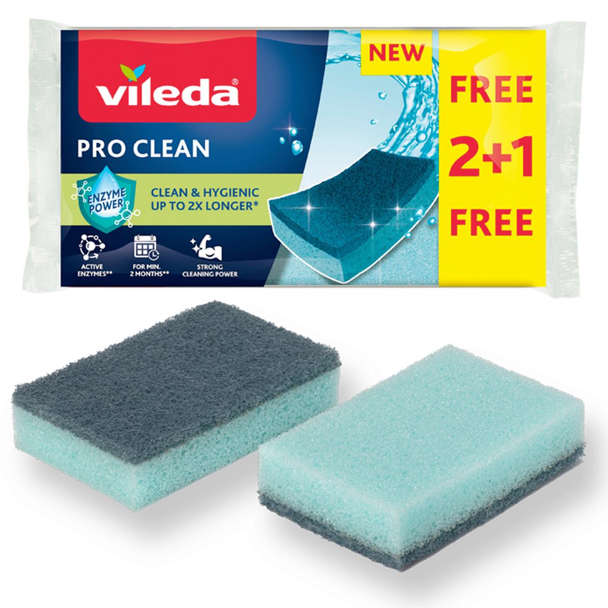 Edénytisztító Szivacs Pro Clean 2+1db - türkiz, Basics, természetes anyagok (11,5/21/2,7cm) - Vileda