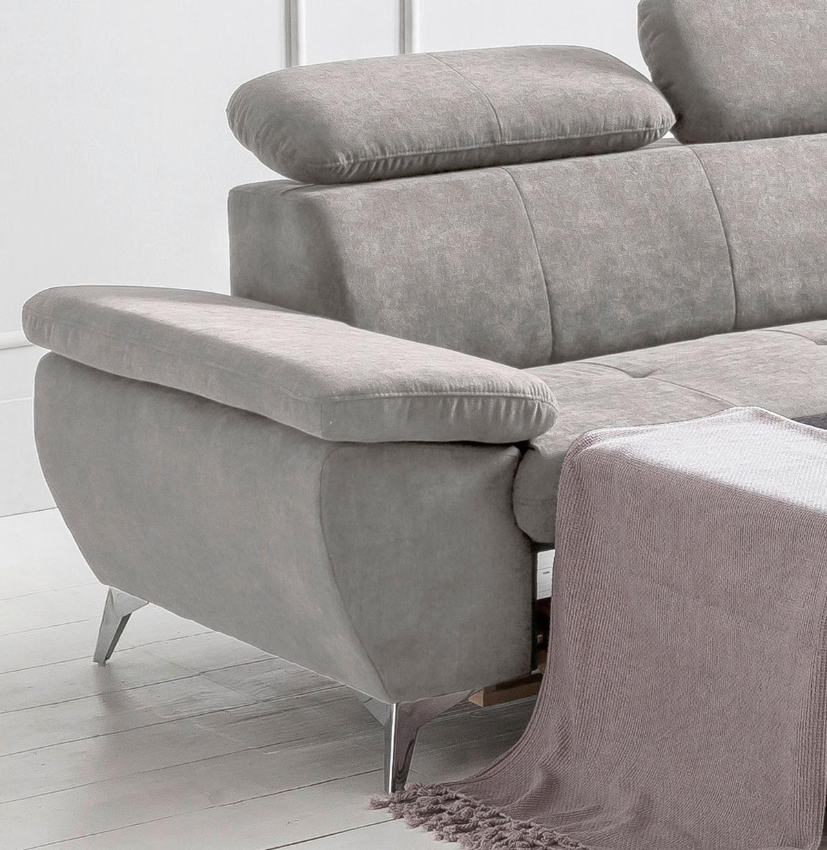 Ecksofa Mit Schlaffunktion Gisele - Chromfarben/Grau, KONVENTIONELL, Textil (256/209cm) - Livetastic