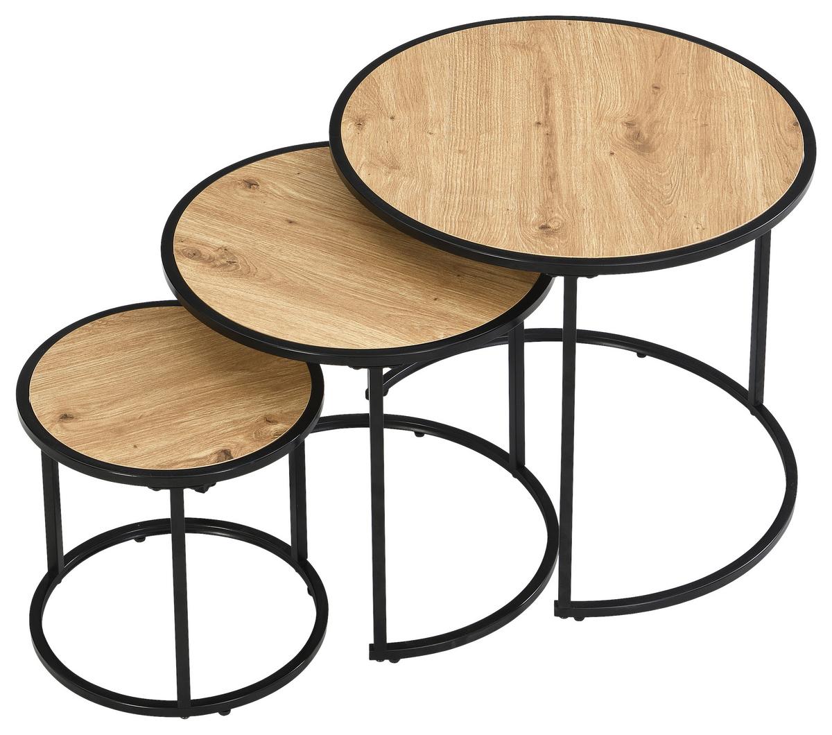 Beistelltisch Milan 3 - Schwarz/Eiche Artisan, MODERN, Holzwerkstoff/Metall (50/45/50cm)