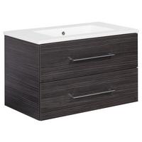Waschbecken mit Unterschrank Perfekt B: 82 cm Braun - Dunkelbraun/Weiß, MODERN, Keramik/Holzwerkstoff (82cm) - MID.YOU
