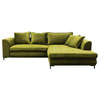 Eckschlafsofa Bello Hellgrün Schlaffunktion Ottomane Rechts - Schwarz/Hellgrün, Design, Textil (277/187cm) - Livetastic