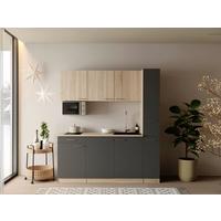 KÜCHENBLOCK Ingrid, Grau B: 180 cm - Eichefarben/Grau, Design, Holzwerkstoff (180cm) - Respekta